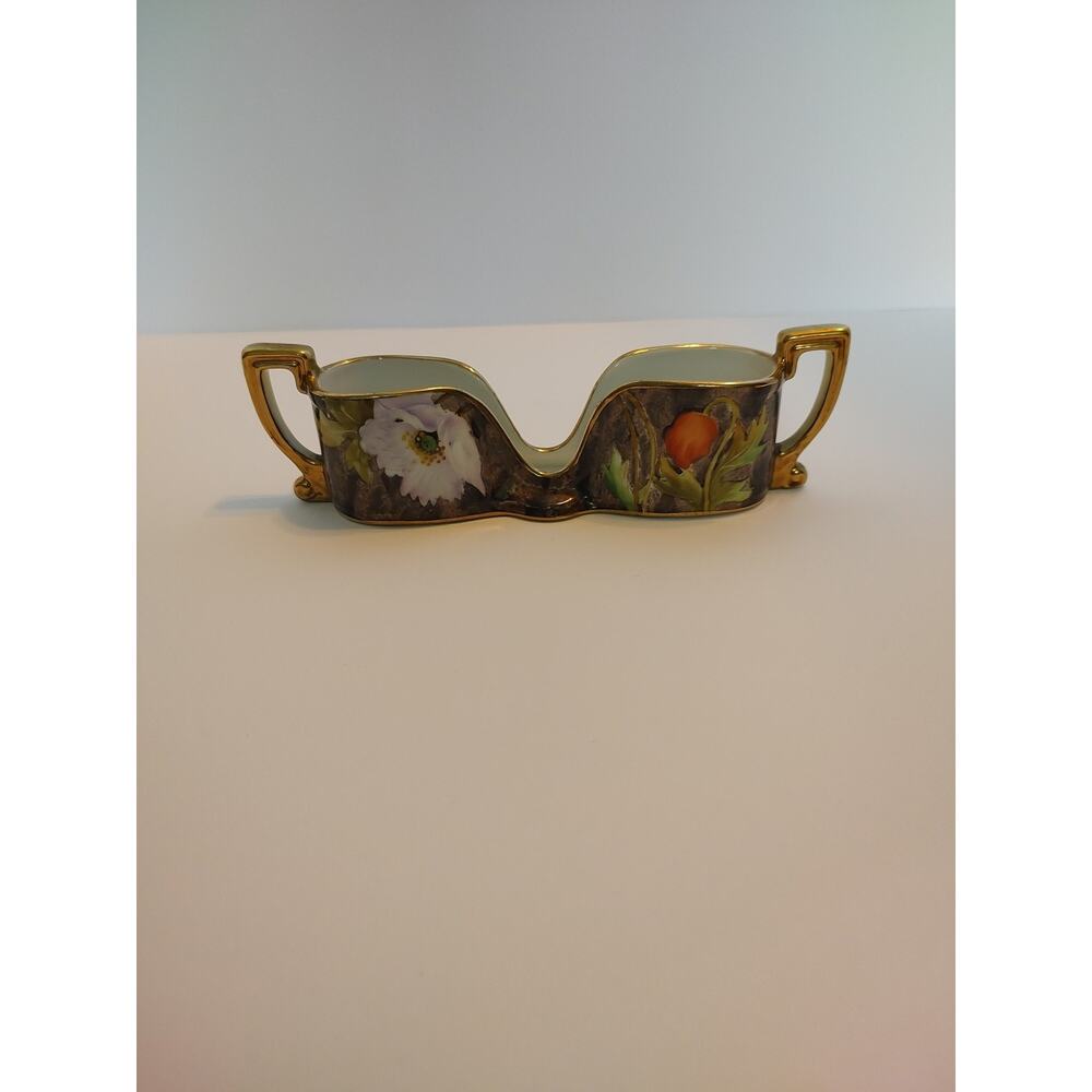 Antique Noritake Spoon Holder Nippon Japan Art Deco Porcelain Flower